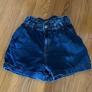 Denim paperbag shorts